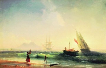 company of captain reinier reael known as themeagre company Painting - Ivan Aivazovsky meeting of a fishermen on coast of the bay of naples Seascape